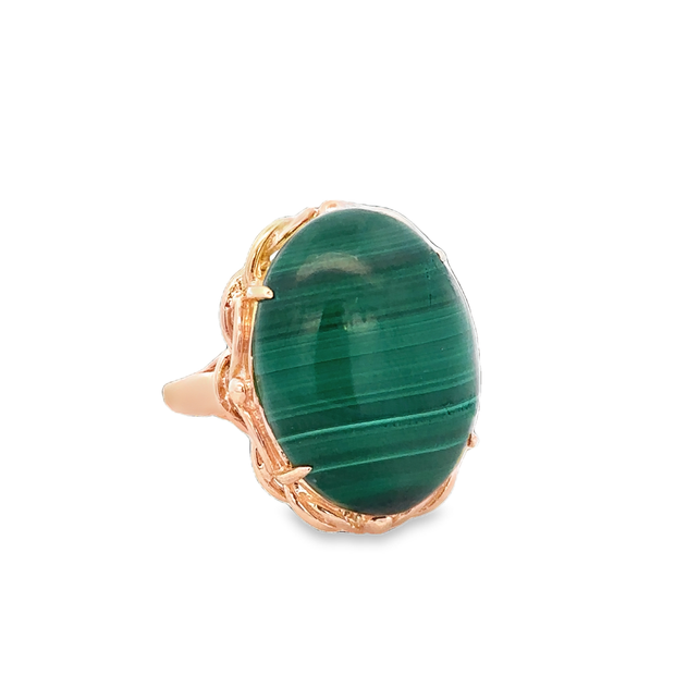 Statement Malachite Ring in Yellow Gold