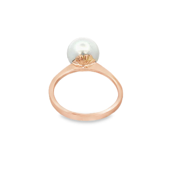 Akoya Cultured Pearl Solitaire Ring in Yellow Gold