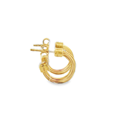 Small Modern Textured 18k Yellow Gold Hoops