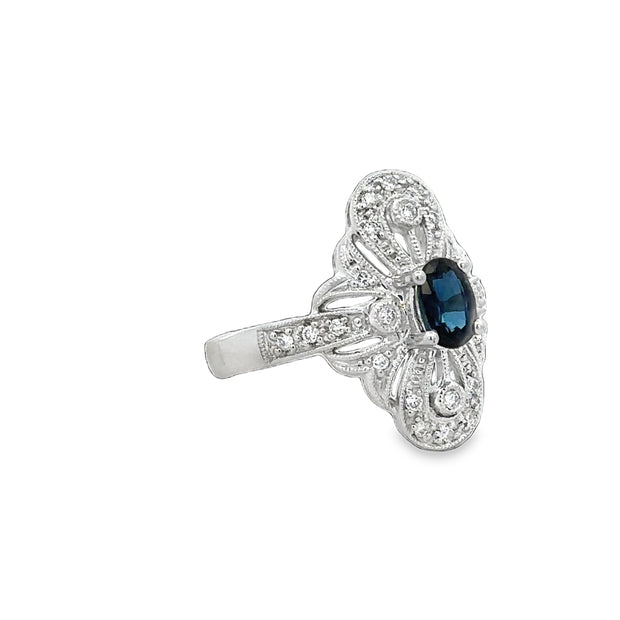 Sapphire and Diamond Cocktail Ring in White Gold