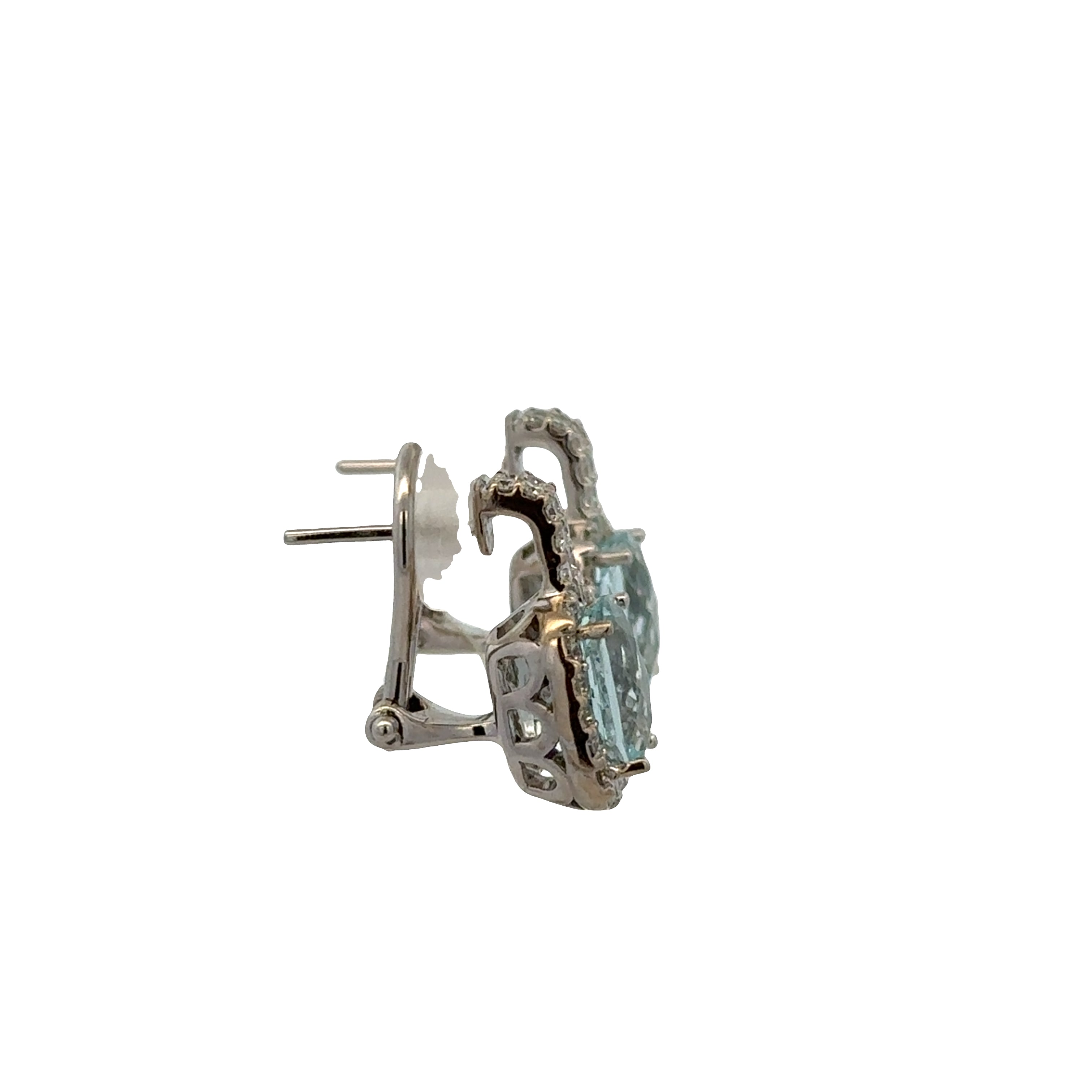 18k White Gold Aquamarine & Diamond Earrings