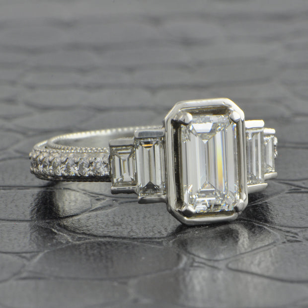 GIA 1.51 ct. Emerald Cut Diamond Engagement Ring