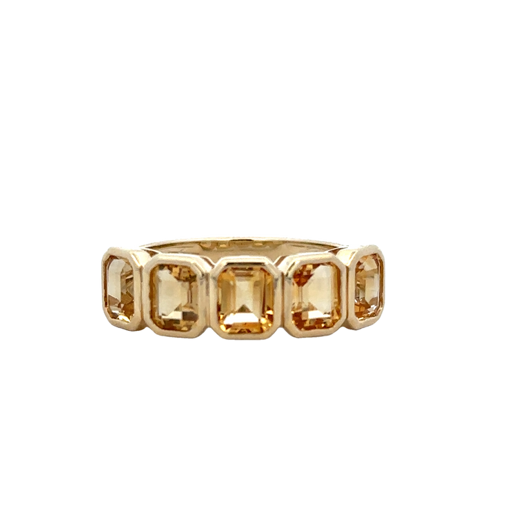 Bezel Set Citrine Band in Yellow Gold