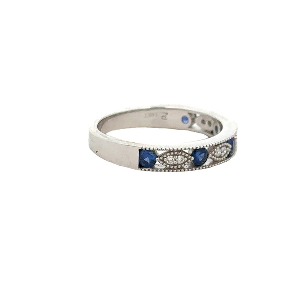 Openwork Sapphire and Diamond Band in White Gold