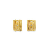Blue Topaz, Sapphire, and Diamond Hoop Earrings in 18k Yellow Gold