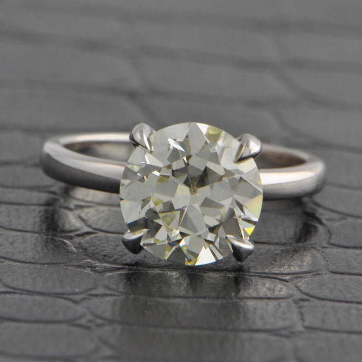 GIA 3.45 ct. N-SI1 Old European Cut Diamond Engagement Ring