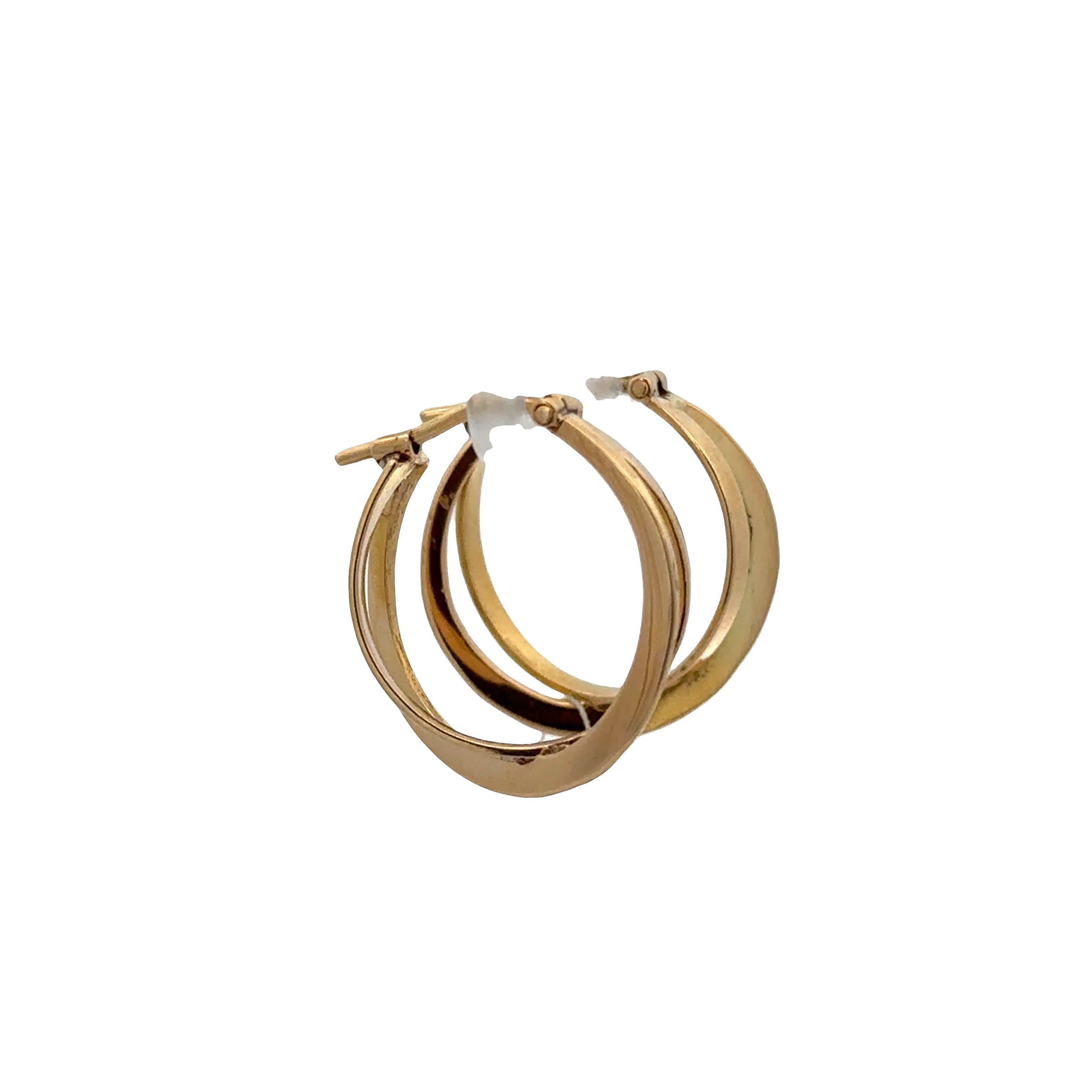 18k Yellow Gold Modern Abstract Hoop Earrings – 3/4" Tall