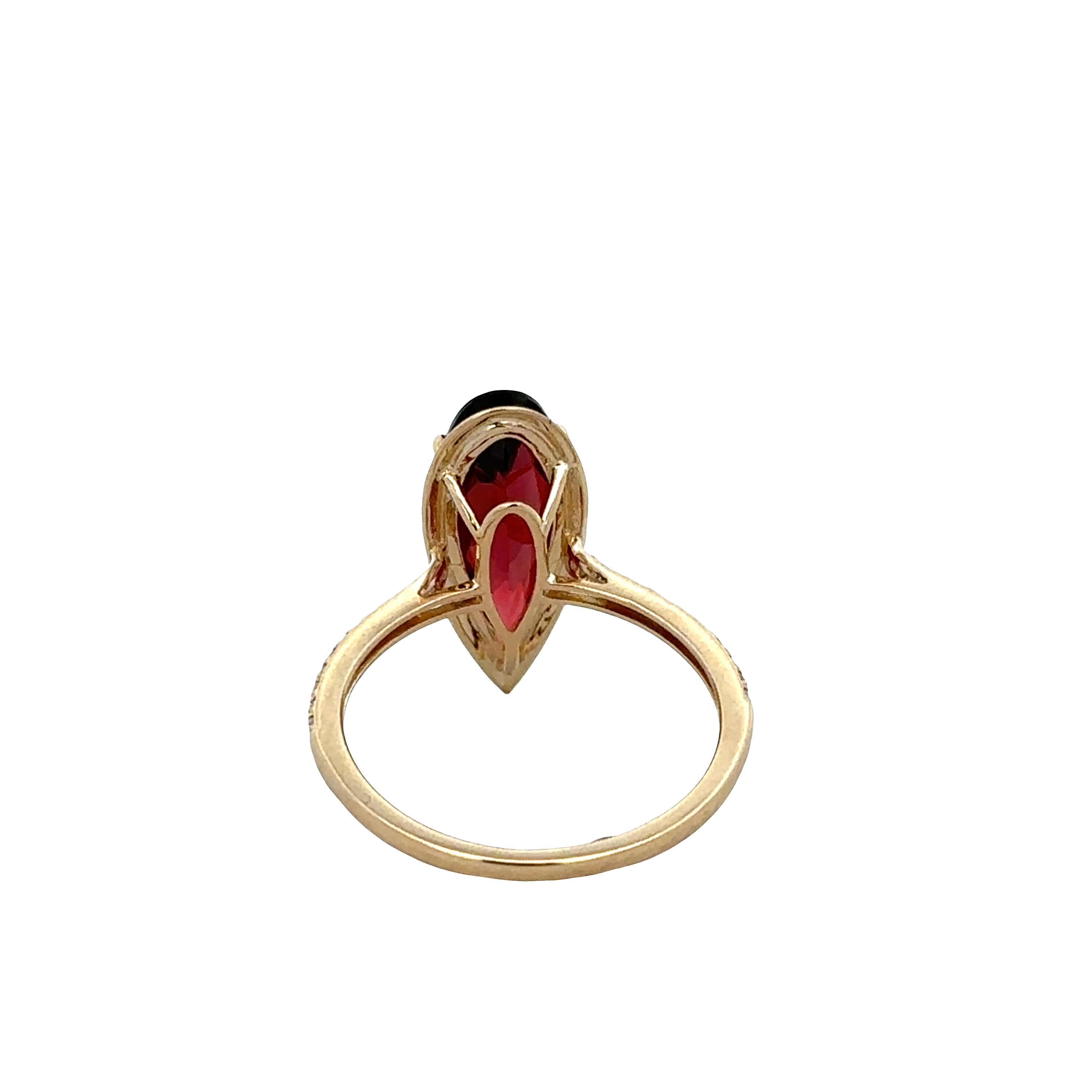 14k Yellow Gold Garnet & Diamond Ring – Size 7.25