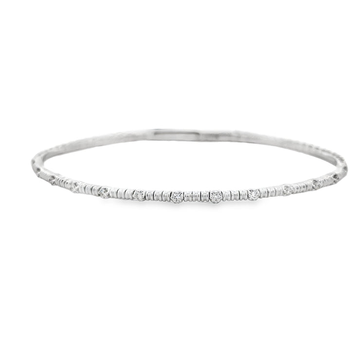 Flexible Diamond Bangle Bracelet in White Gold