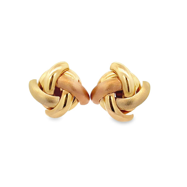 Tri-Tone 18k Gold Knot Earrings