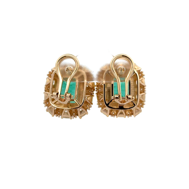 Magnificent Emerald and Yellow Diamond Earrings in Yellow Gold