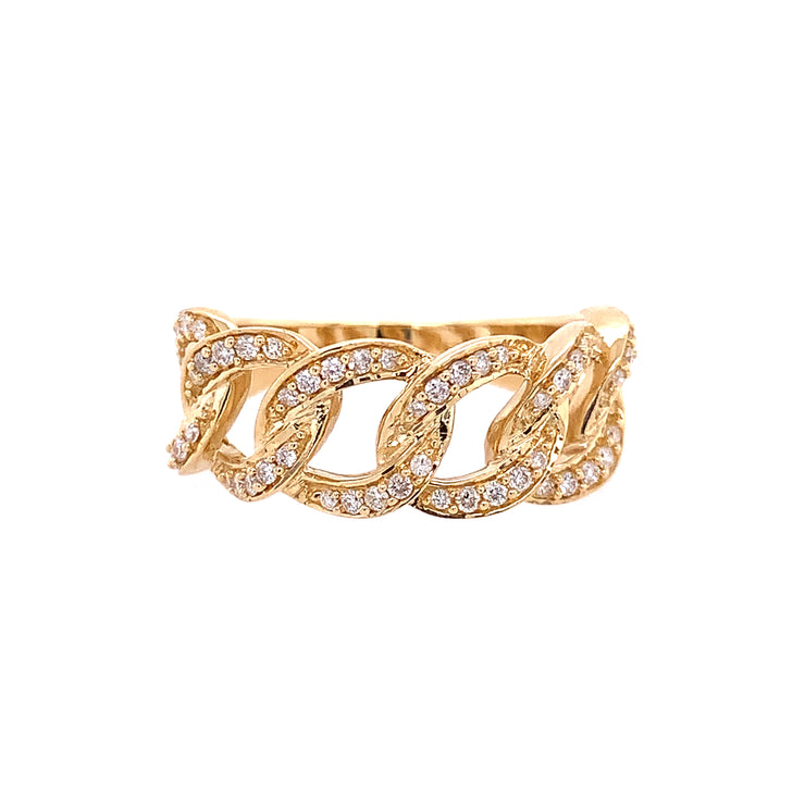 Diamond Curb Link Ring in Yellow Gold