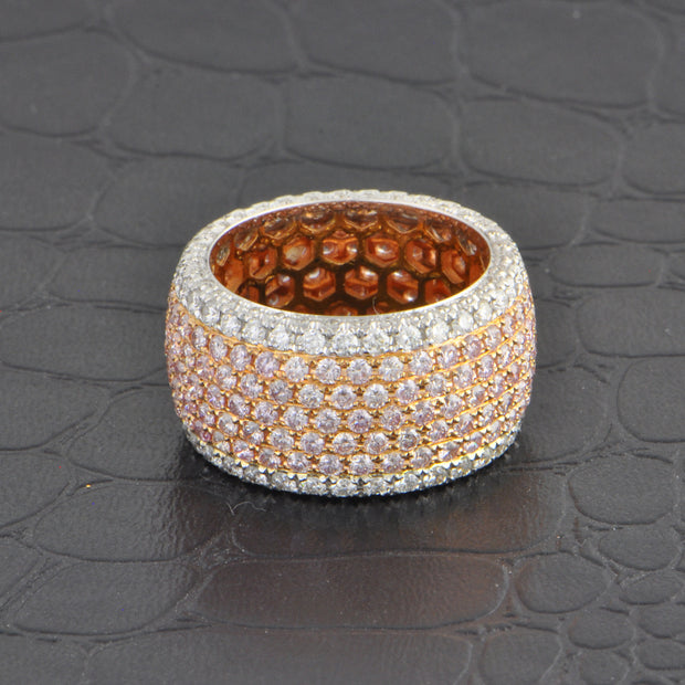 Statement Pink and White Diamond Band in 18k Gold