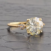 GIA 3.45 N-SI1 Old European Cut Diamond Engagement Ring in Yellow Gold