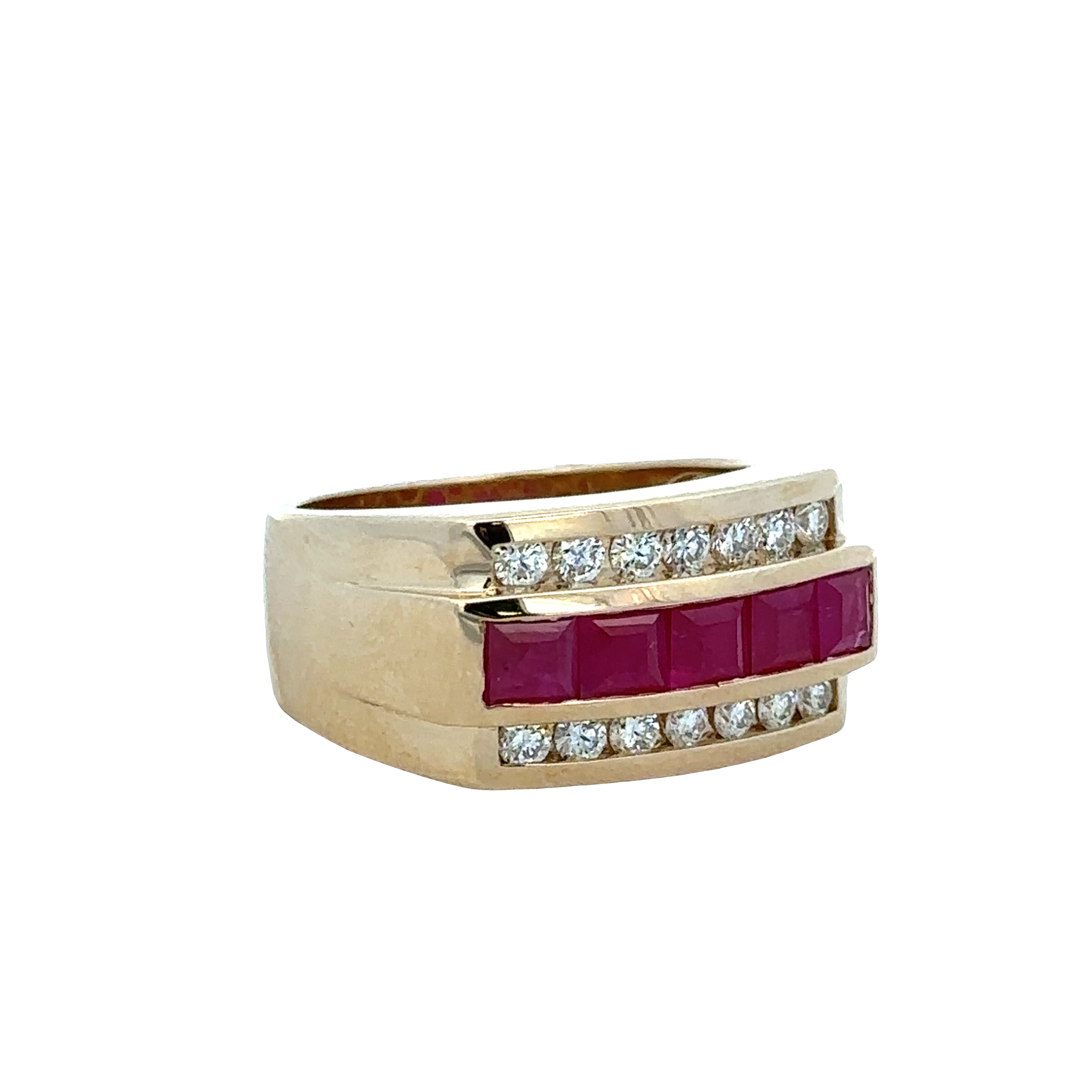 14k Yellow Gold Ruby and Diamond Ring – Size 11