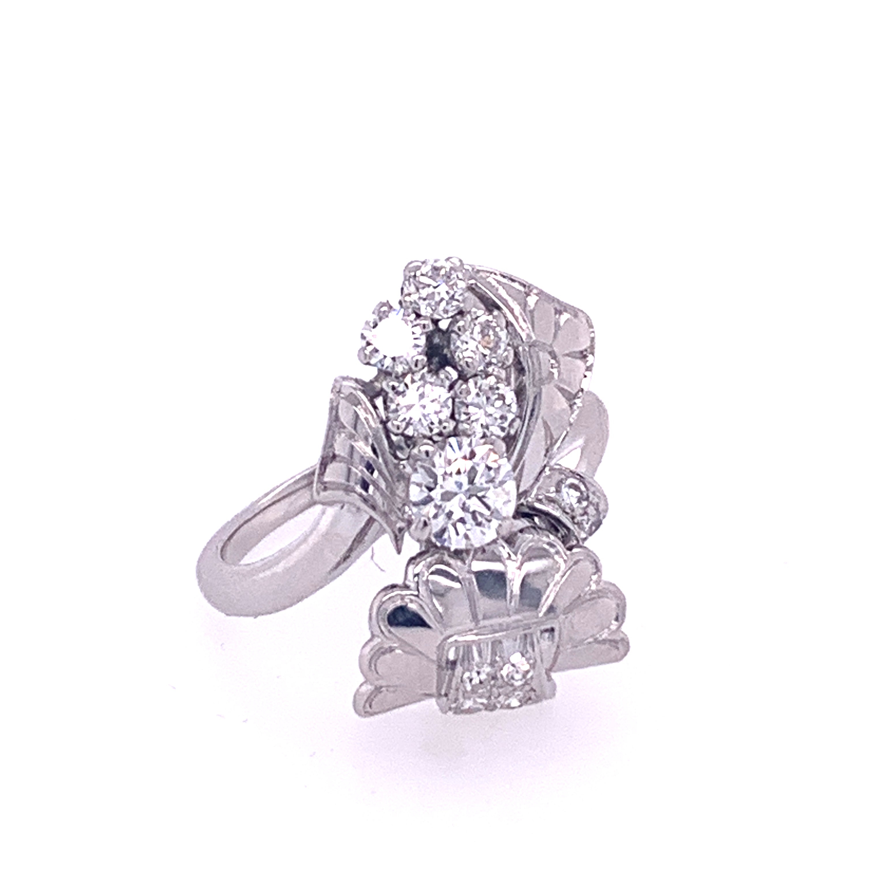 Vintage Platinum Lambert Brothers Diamond Flower Motif Ring