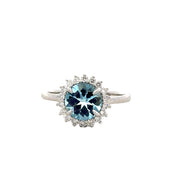 Aquamarine and Diamond Ring in White Gold