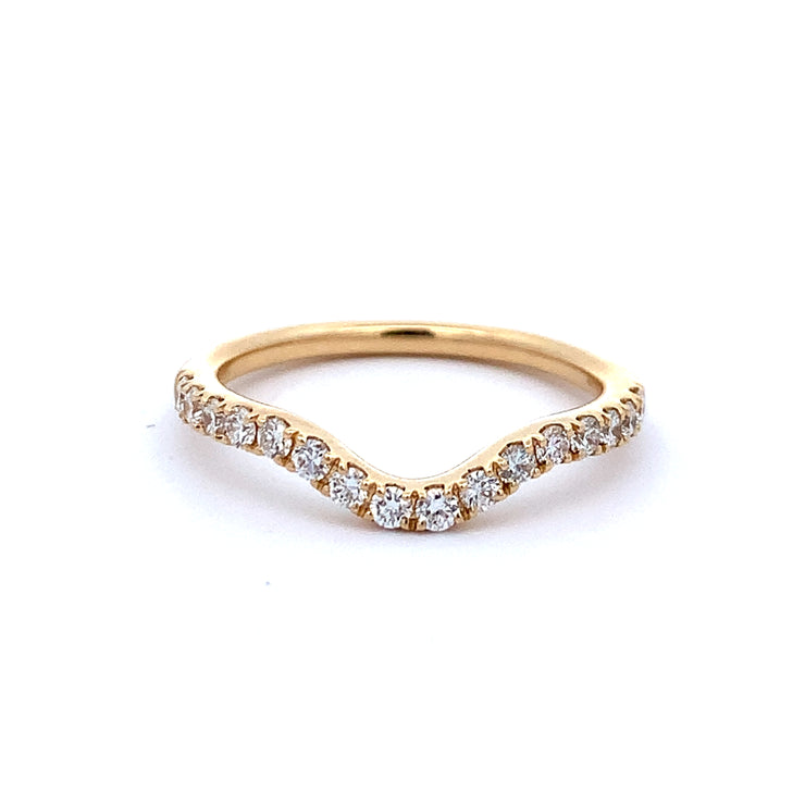 Curved Diamond Wedding Band in Yellow Gold