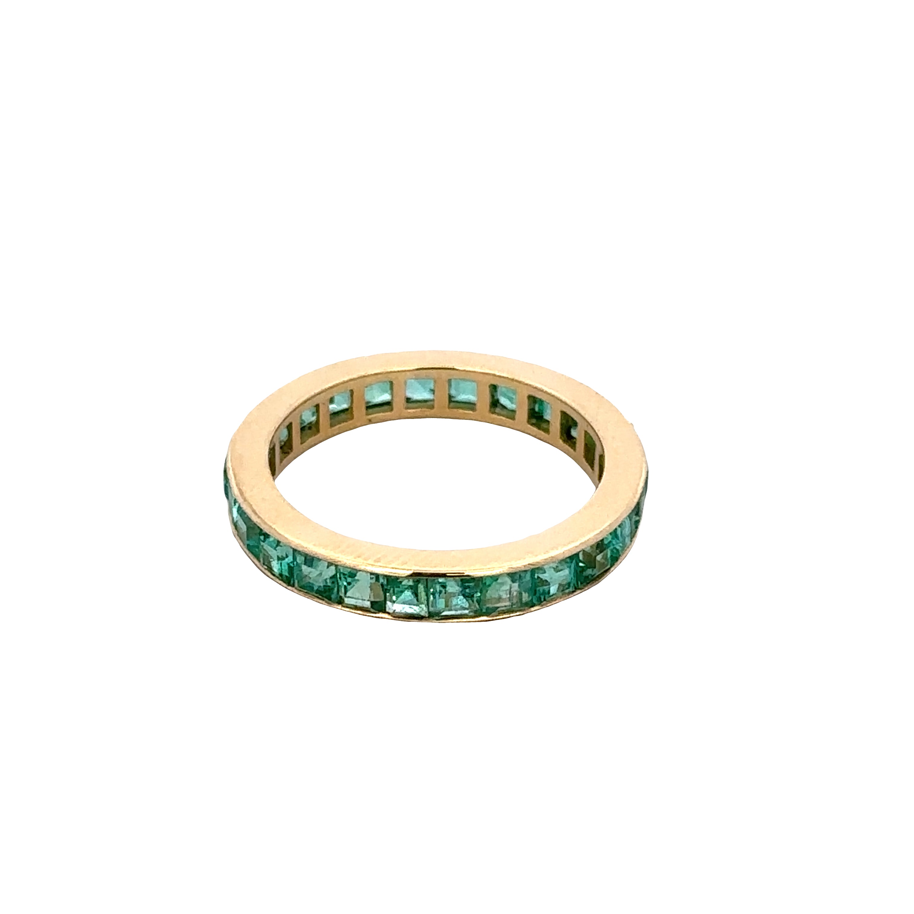 18k Yellow Gold Emerald Eternity Band – Size 6.25