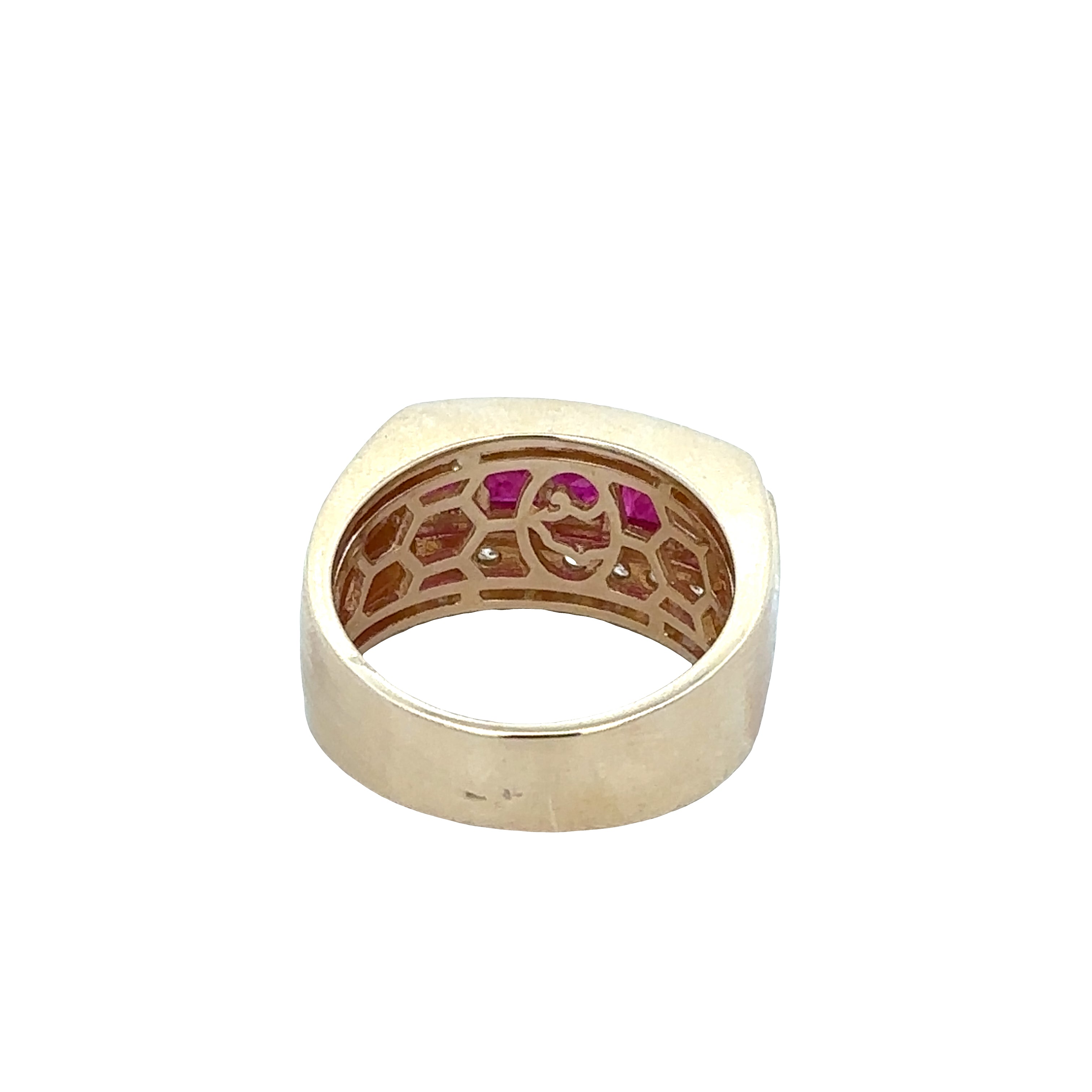 14k Yellow Gold Ruby and Diamond Ring – Size 11