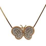 Vintage Diamond Butterfly Pendant in Two Tone Gold