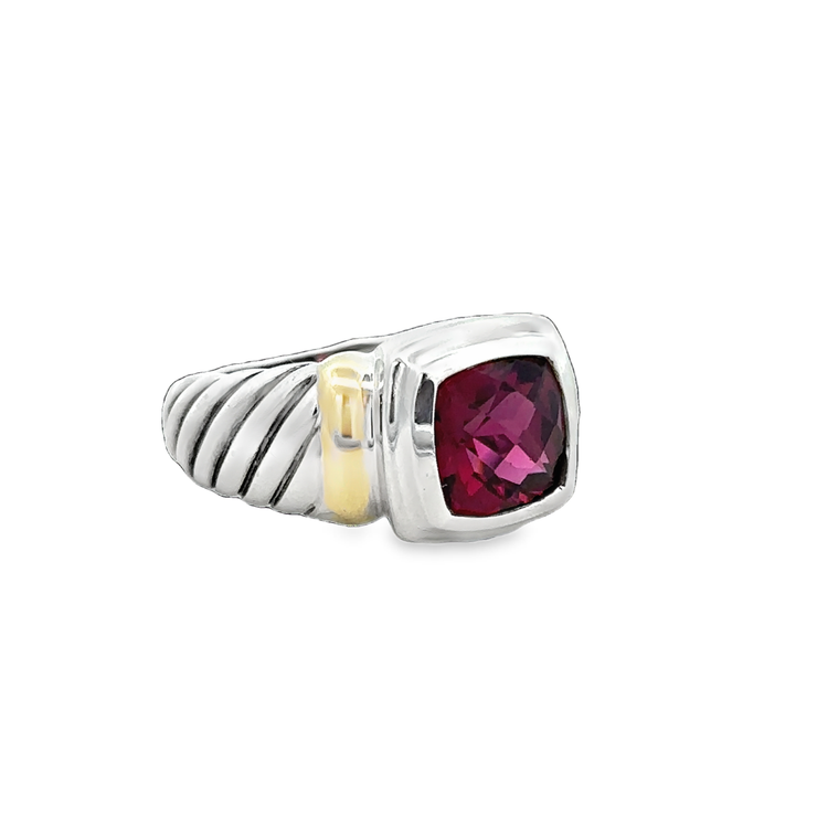 David Yurman Pink Tourmaline Ring in Sterling Silver and 14k Yellow Gold