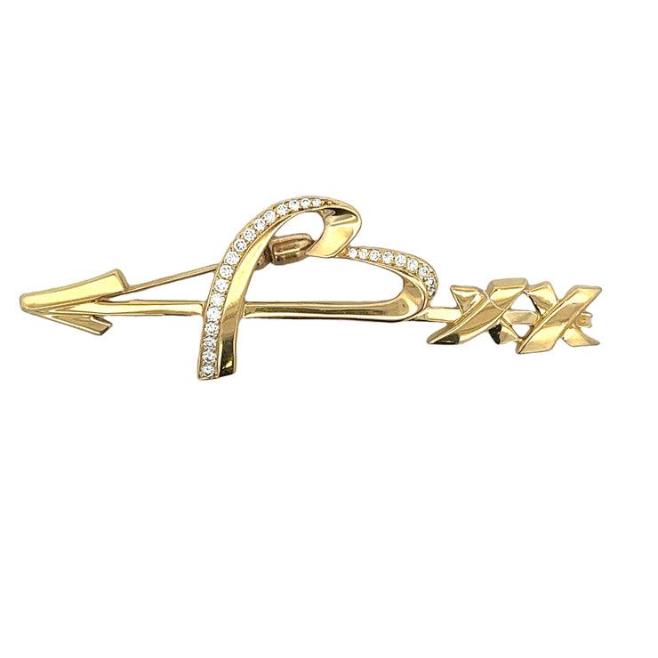 Vintage Tiffany & Co. Paloma Picasso Heart Arrow Brooch in 18k Yellow Gold