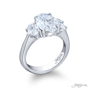 Magnificent Three Stone Oval Cut Diamond Ring in Platinum