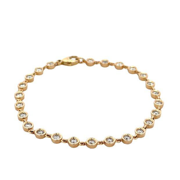 Bezel Set Diamond Bracelet in Yellow Gold