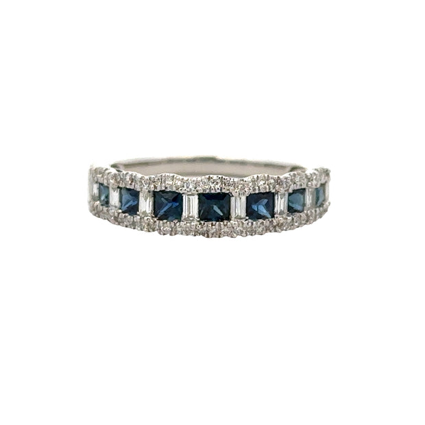 Sapphire and Diamond Band in White Gold