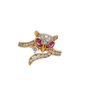 Pink Sapphire and Diamond FoxRing in Yellow Gold