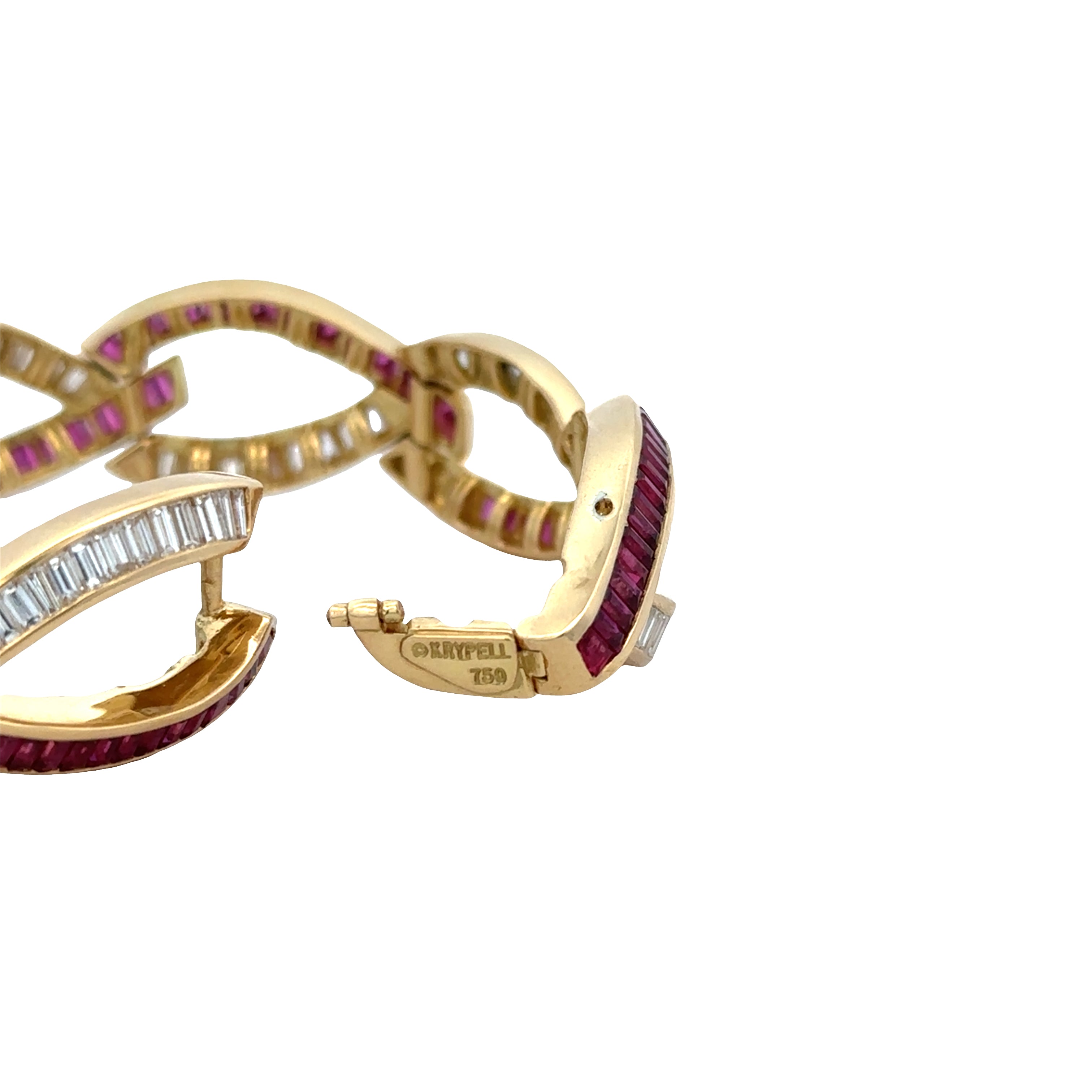 Estate Charles Krypell 18k Yellow Gold Infinity Bracelet with 8.58 CTW Rubies & 6.64 CTW Diamonds