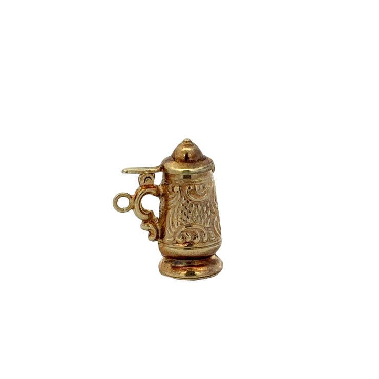 Vintage Beer Stein Charm in Yellow Gold