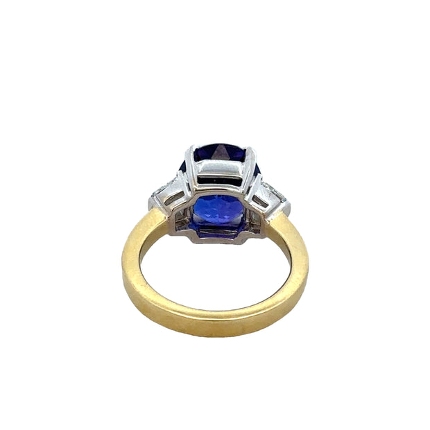 Statement Tanzanite and Diamond Ring in 18k Two Tone Gold