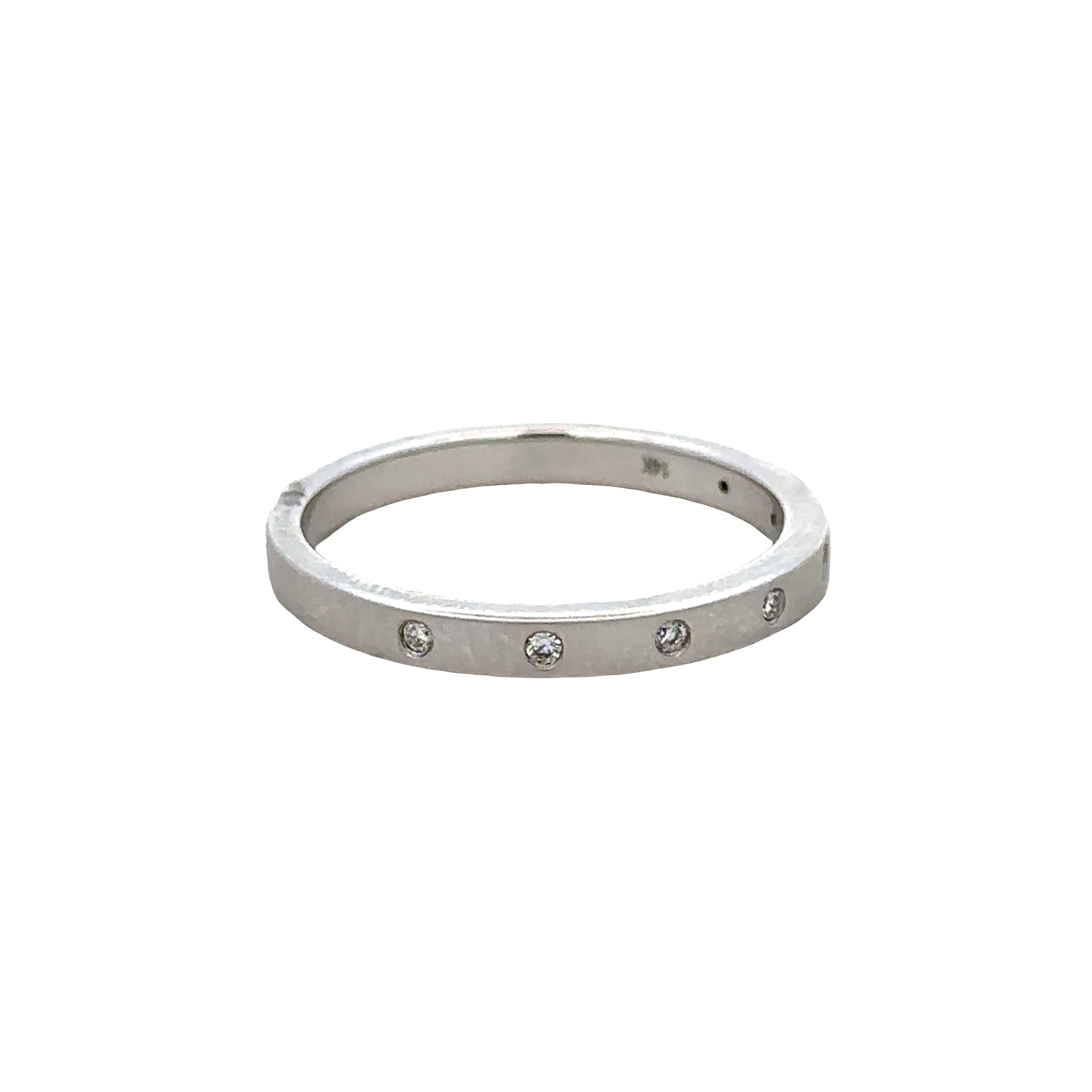 Brushed 14k White Gold Diamond Band – Size 6