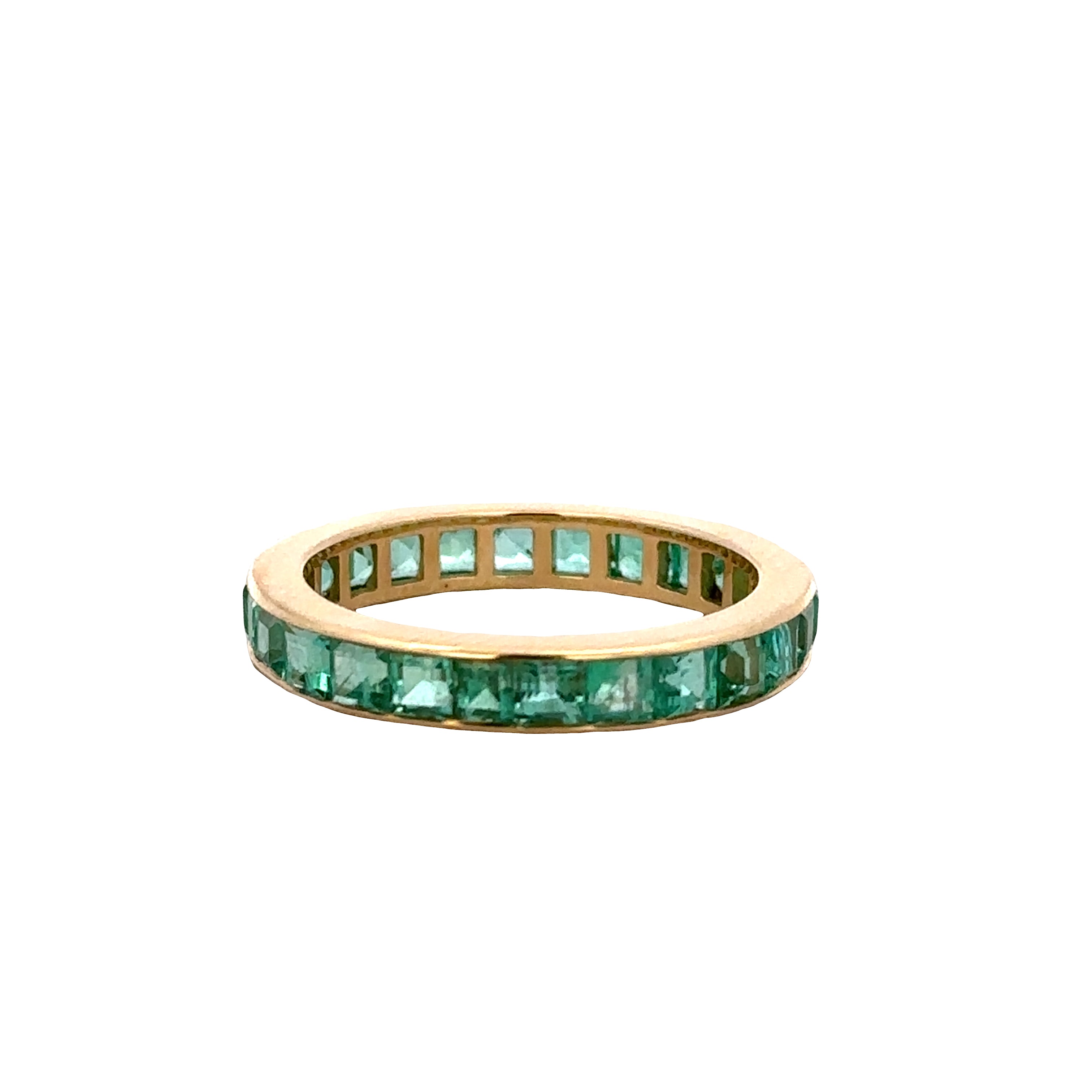 18k Yellow Gold Emerald Eternity Band – Size 6.25