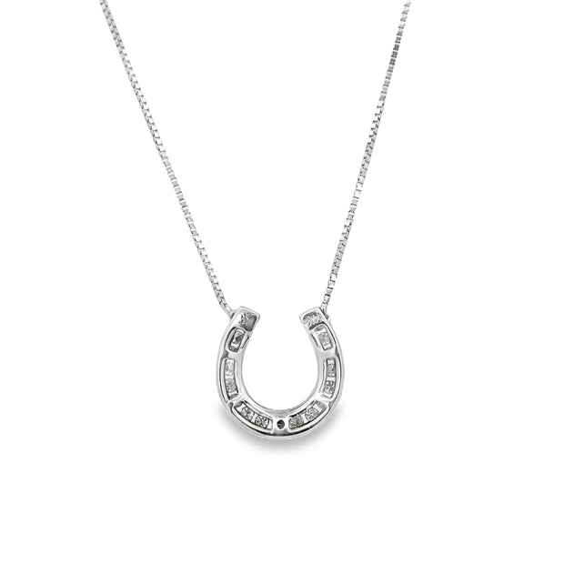 Diamond Horseshoe Necklace in White Gold