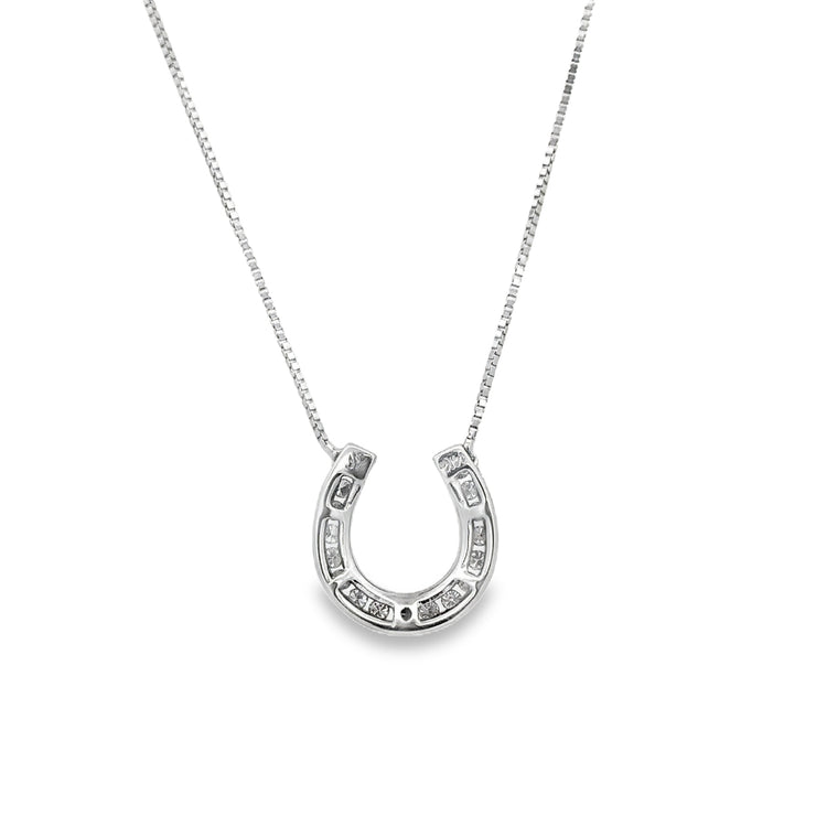 Diamond Horseshoe Necklace in White Gold