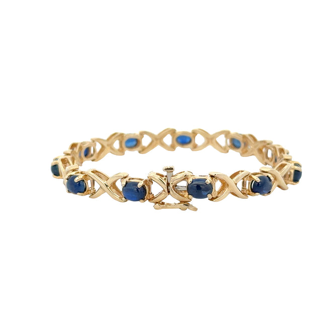Sapphire Cabochon Bracelet in Yellow Gold