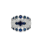 Statement Sapphire and Diamond Ring in 18k White Gold