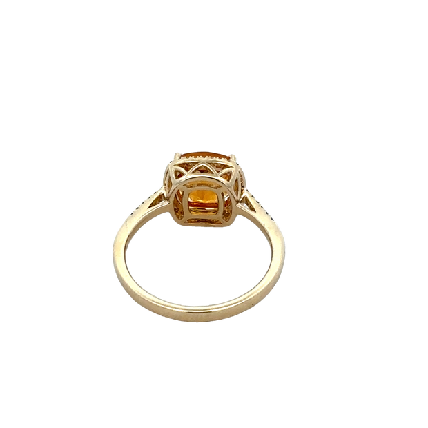 Citrine and Diamond Ring in Yellow Gold