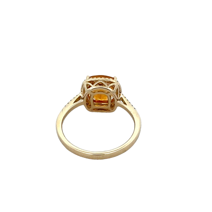 Citrine and Diamond Ring in Yellow Gold