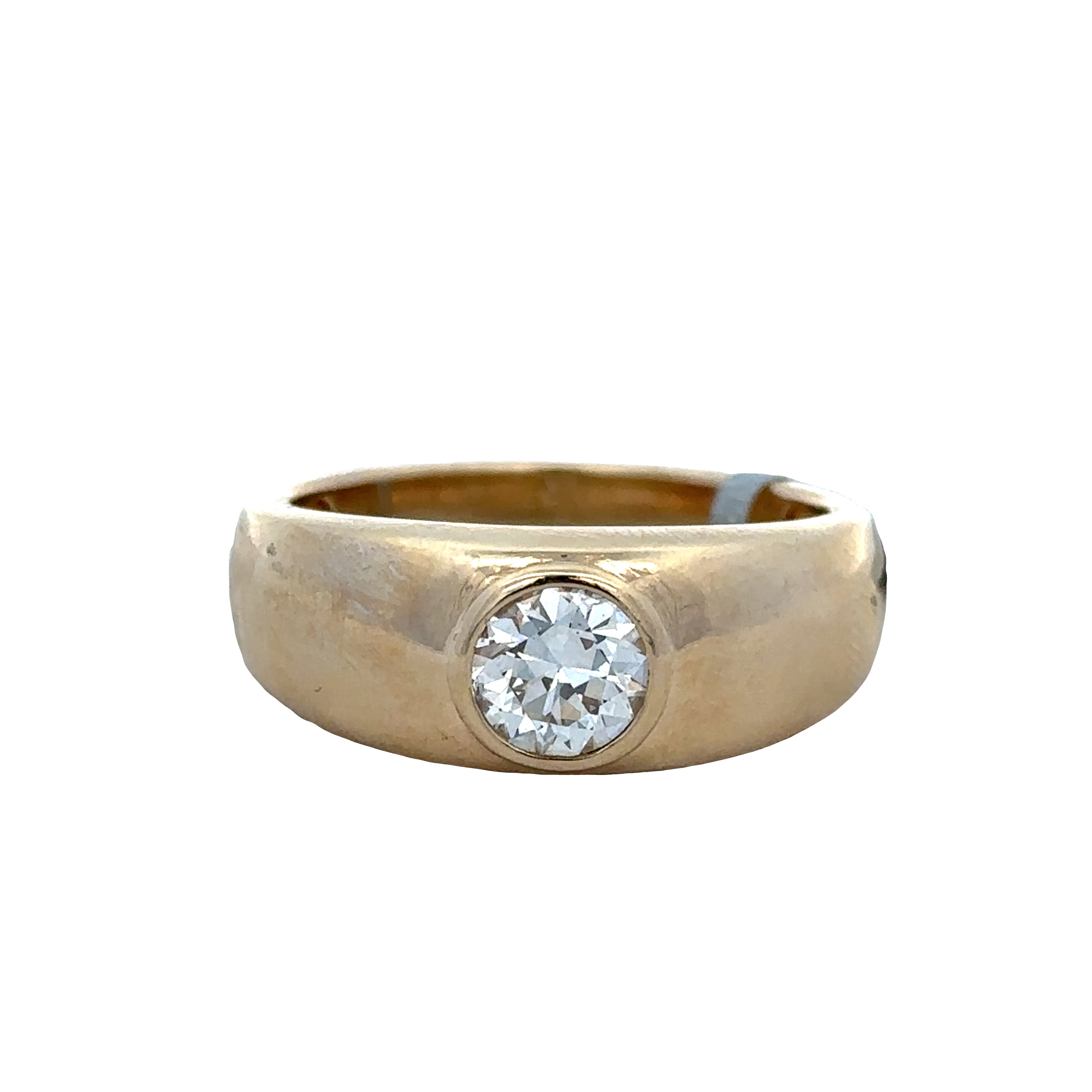 Vintage 14k Yellow Gold Gents Old European Cut Diamond Ring – Size 11