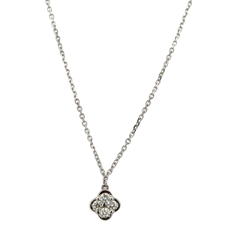 Diamond Quatrefoil Necklace in White Gold