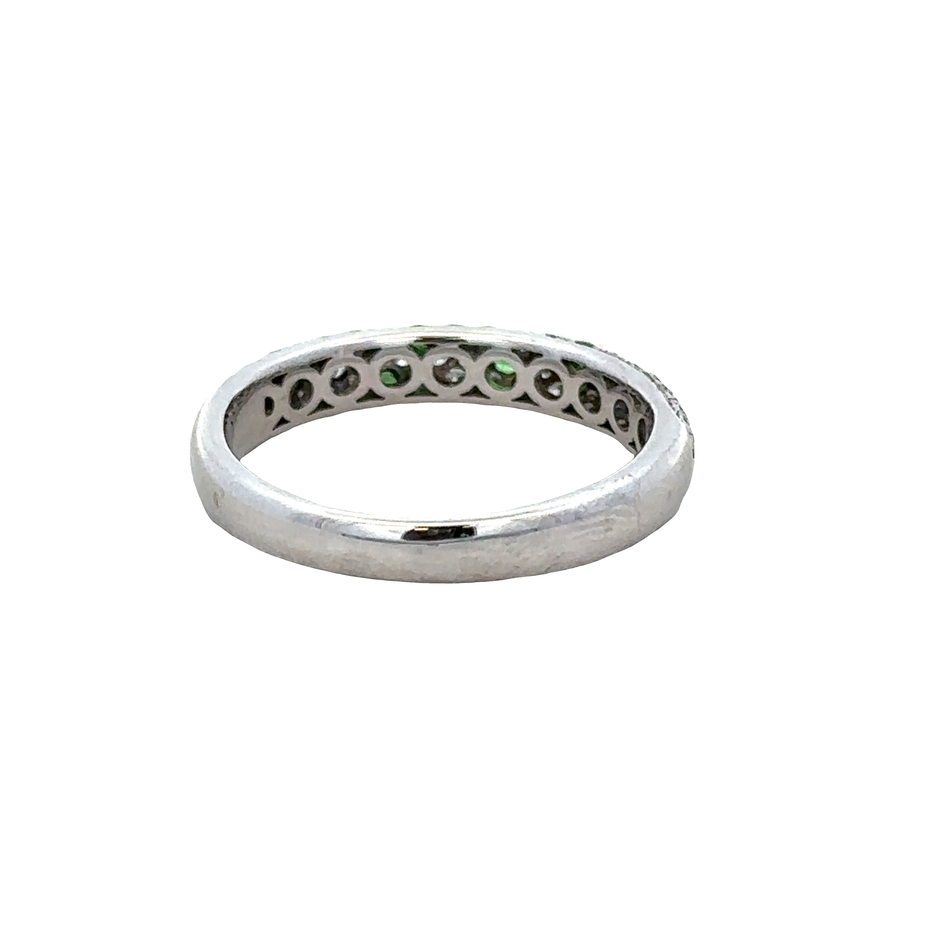 18k White Gold Diamond & Tsavorite Wedding Band