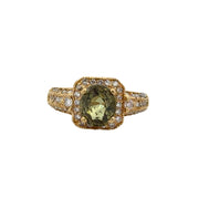 Demantoid Garnet and Diamond Ring in 18k Yellow Gold