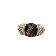 David Yurman Smoky Quartz and Diamond Ring in Silver and 14k Gold