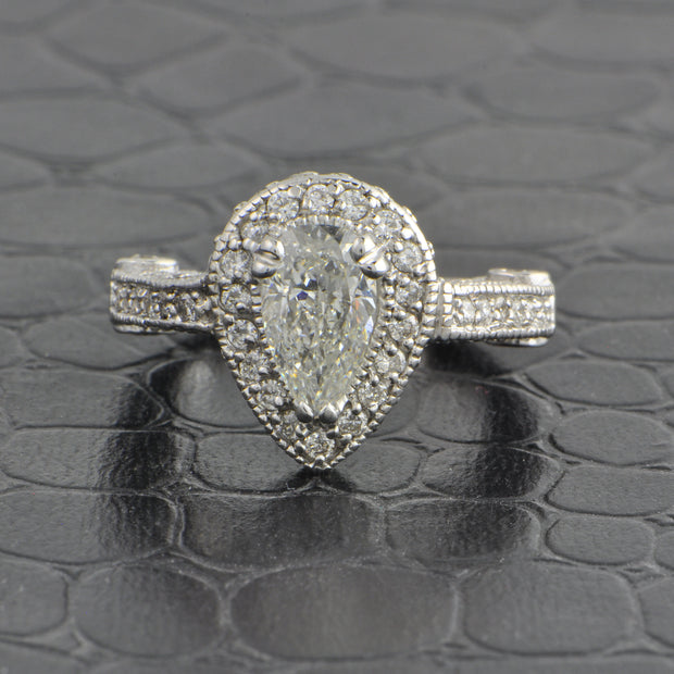 GIA .48 ct. Pear Shape Diamond Engagement Ring in White Gold