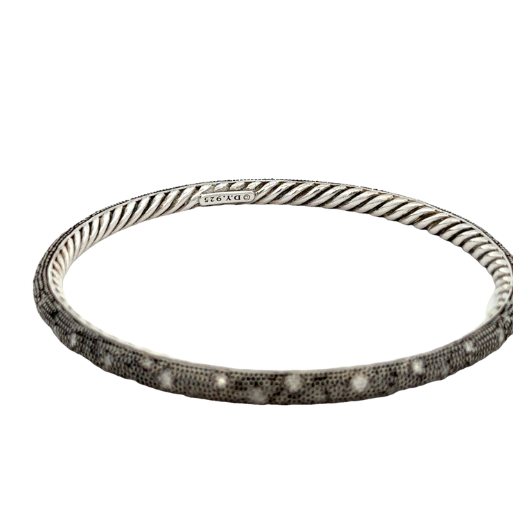 David Yurman Black Rhodium Diamond Bangle Bracelet in Sterling Silver