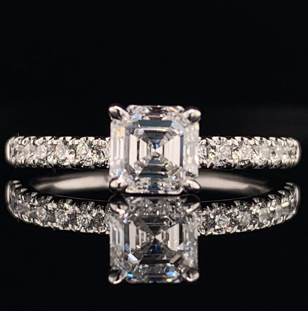 1.0 ct. Asscher Cut Diamond Engagement Ring in White Gold